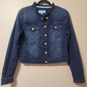 Draper James Navy Denim Jacket with Gold Accents